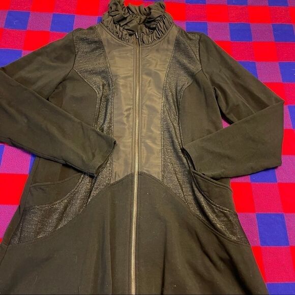 YEST Black Ruffle Jacket Parka Size M/L/XL See Measurements - Picture 8 of 14